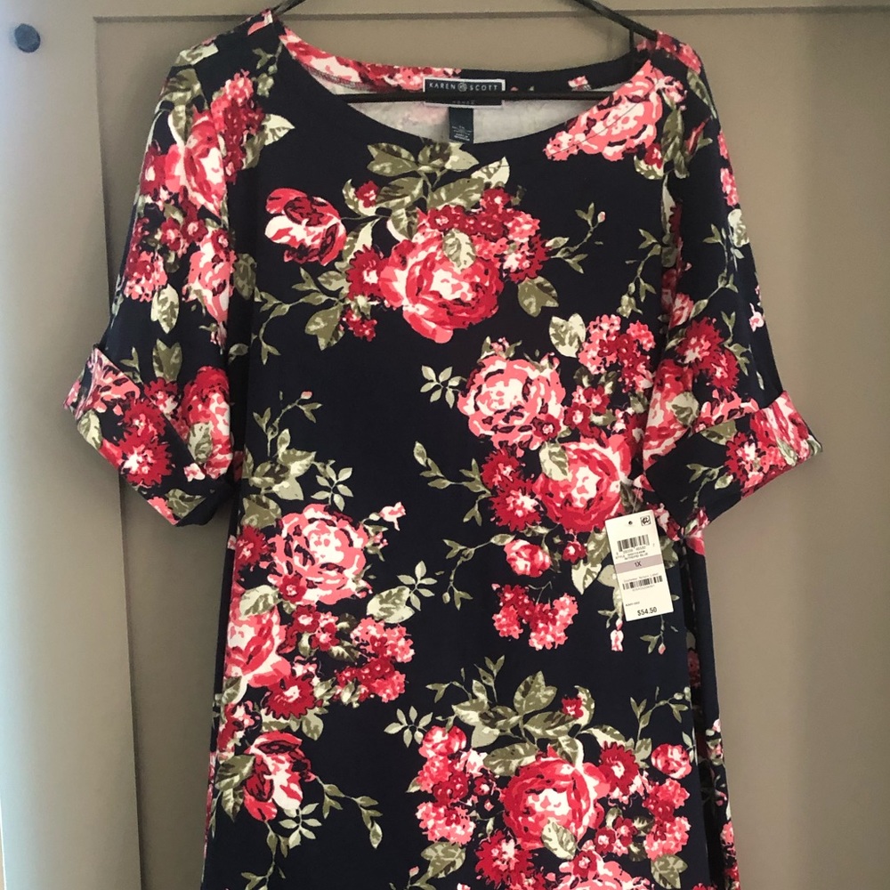 Deep navy floral dress, size 1x